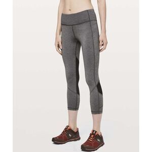 Lululemon Pace Rival Crop 22" Leggings Heather Black size‎ 6 Pockets Athleisure